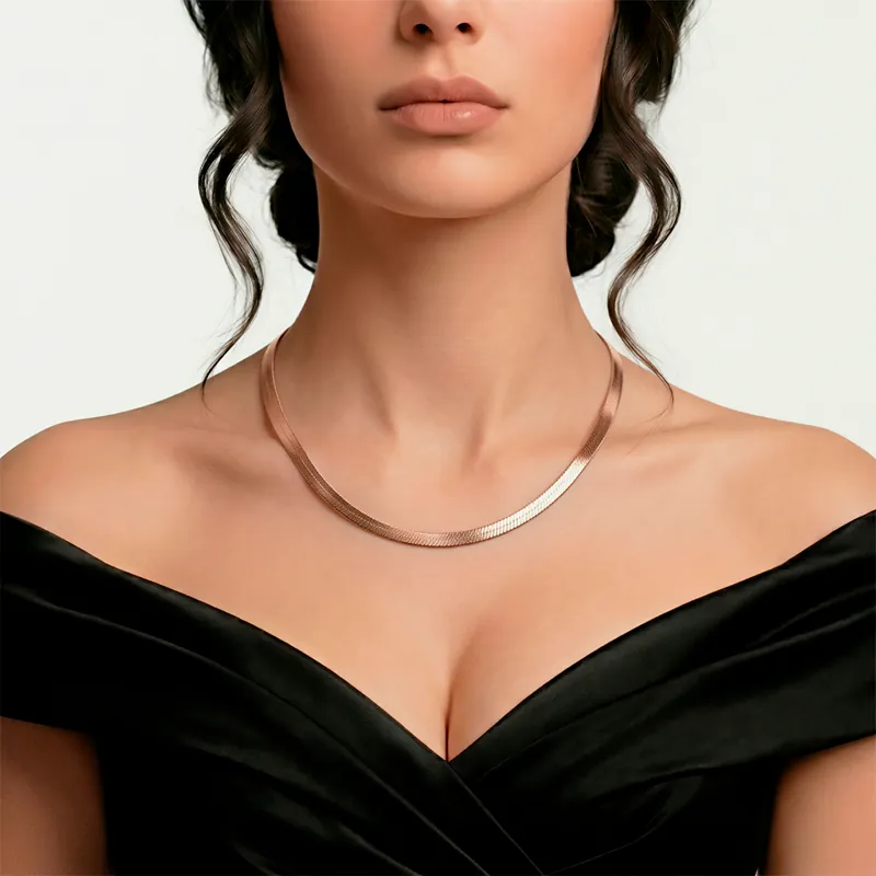 Gargantilla Herringbone Necklace Rosada